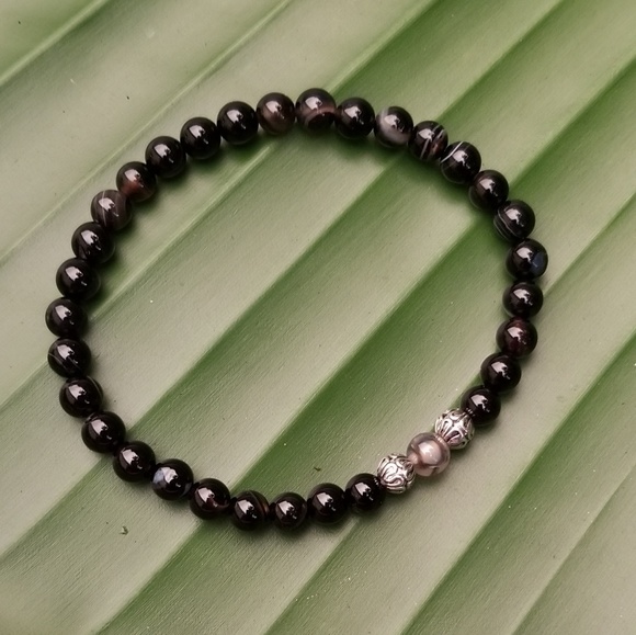 Men's Agate beaded bracelet - Picture 2 of 2